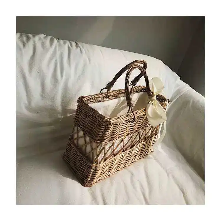 Плетеная корзина для хранения женская сумка летняя пляжная сумка для отдыха плетеная Плетеная соломенная Большая вместительная сумка через плечо Bohemi