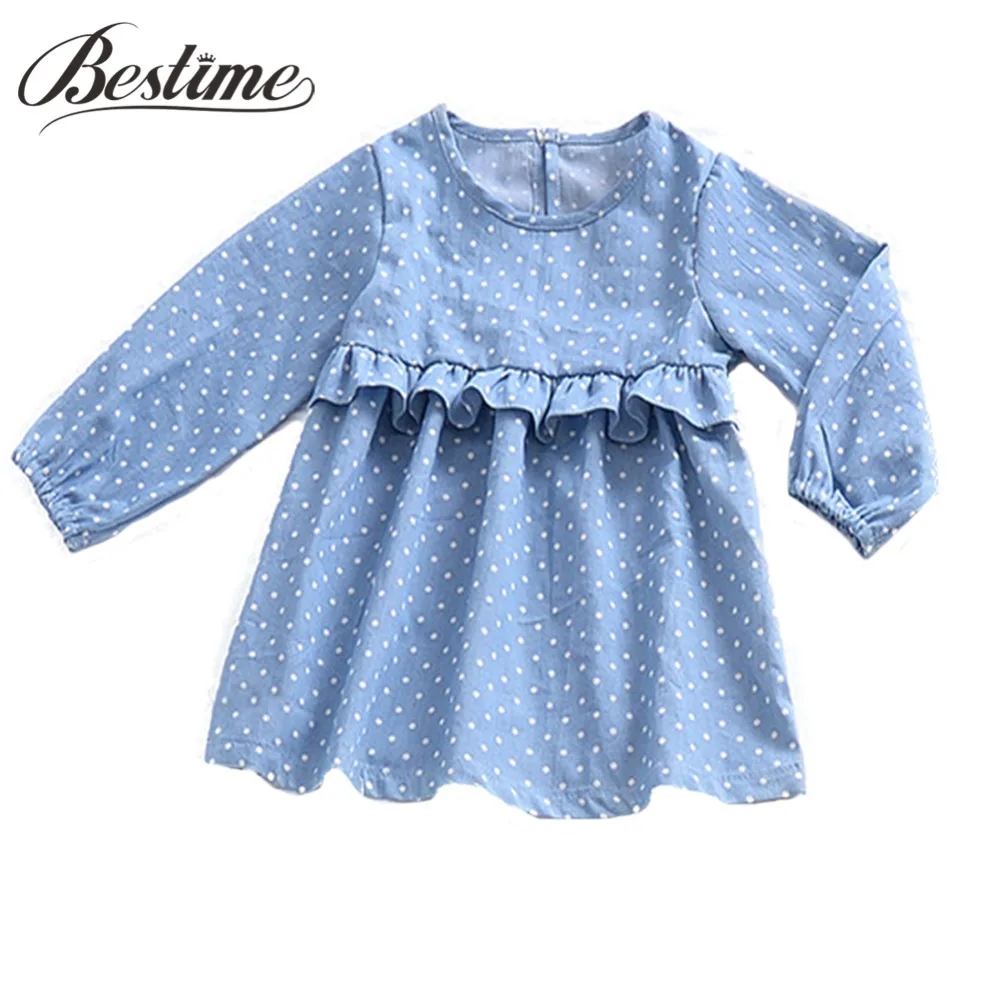 1-4y Baby Girl Clothes Long Sleeve Girls Dress Cotton Polka Dot Ruffle Children Dress Cute Toddler Kids Dress for Girls цена 1-4y Baby Girl Clothes Long Sleeve Girls Dress Cotton Polka Dot Ruffle Children Dress Cute Toddler Kids Dress for Girls цены онлайн