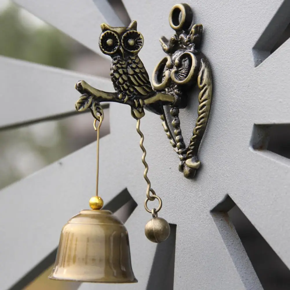Дверной звонок сова животное дверной звонок настенный металлический дверной звонок чугунный Винтажный стиль садовая ферма дворовый корабль декоративный дверной звонок#4