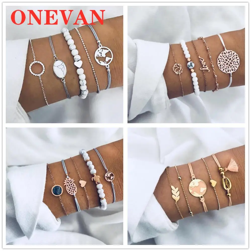 

ONEVAN Classic Arrow Knot Round Crystal Multilayer Adjustable Open Bracelet Set Women Fashion Party Jewelry Multiple Styles