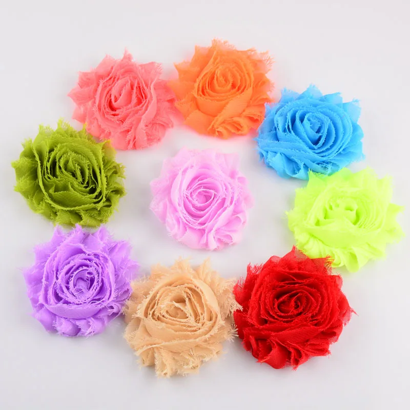 

Wholesale 300pcs/lot 2.5 Inch 26COLORS Shabby Chiffon Fabric Flower For Girls Headband Kids Flower Hair Accessories FH18