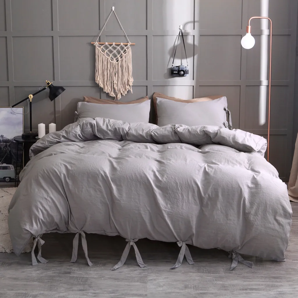 

Bedding Set 3 Piece Solid Color Washed Cotton Duvet Cover Natural Ultra Soft Modern Style Easy Care Simple Style bedding sets