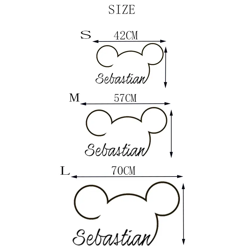 STIZZY Наклейка на стену Микки персонализированные имя для детей комнаты Микки Маус голова уши пользовательское имя детская декорация для дома с животными A270