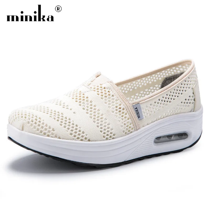 

Minika 2019 Summer Casual Shoes Woman Mesh Women Platform Sneakers Heigh Increasing Breathable Fitness Swing Ladies Trainers