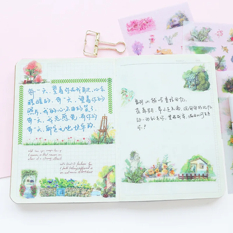 6pcs Secret Garden Stickers  DIY Journal Album Decorative Stickers-Craft 