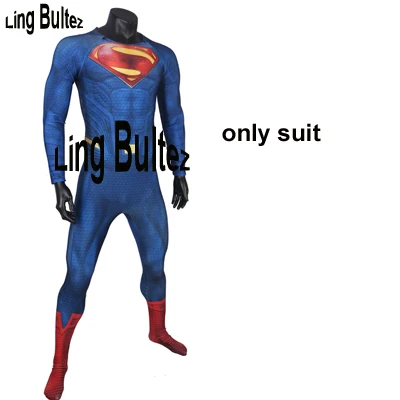 Ling Bultez, высокое качество, Новое поступление, пенопластовая подкладка, логотип, Костюм Супермена, мышечный оттенок, костюм супермена с накидкой, стальной костюм - Цвет: suit no cape
