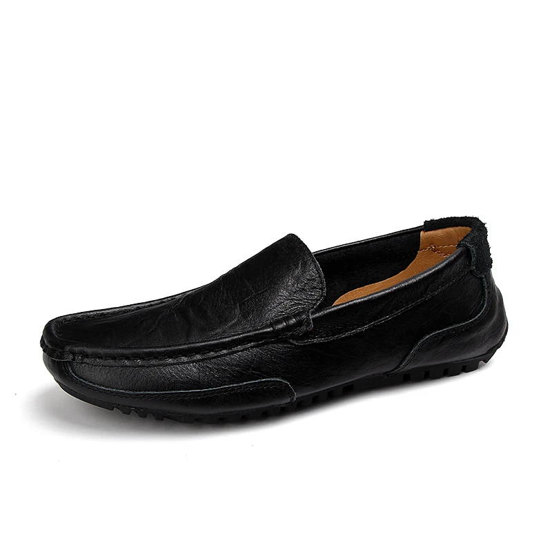 Зимние Фирменная Новинка Модные мужские лоферы Для мужчин Повседневная обувь из искусственной кожи высокое качество Взрослые Мокасины Для мужчин обувь для вождения, мужская обувь - Цвет: Black