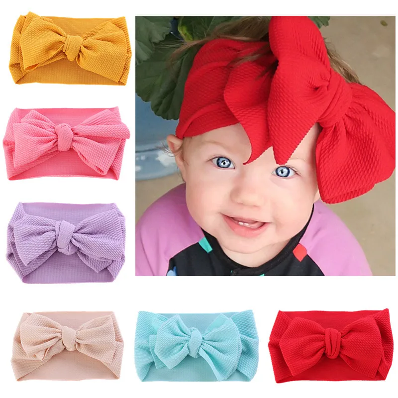 

Fit All Baby Big Bows Headband Top Large knot Hair bands Kids Elastic Wide Turban Headwrap Infant Newborn Headbands 20 Colors