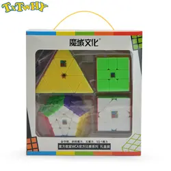 4 шт. Moyu Mofangjiaoshi магический куб набор Пирамида Skew квадратный 1 Dodecahedron скорость кубик-головоломка профессиональные игрушки для детей подарок