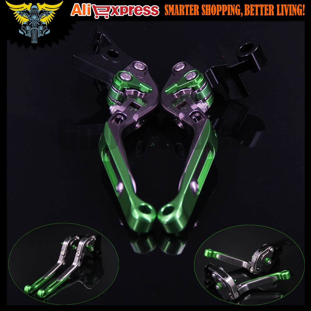

Green+Titanium 8 Colors CNC Adjustable Folding Extendable Motorcycle Brake Clutch Levers For Kawasaki ZX636R / ZX6RR 2005 2006
