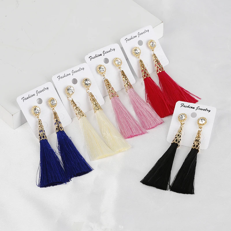 

New Bohemia Tassel Earring For Women Vintage Fringed Crystal Dangle Earrings Jewelry Gift Long Pendant Drop Earring