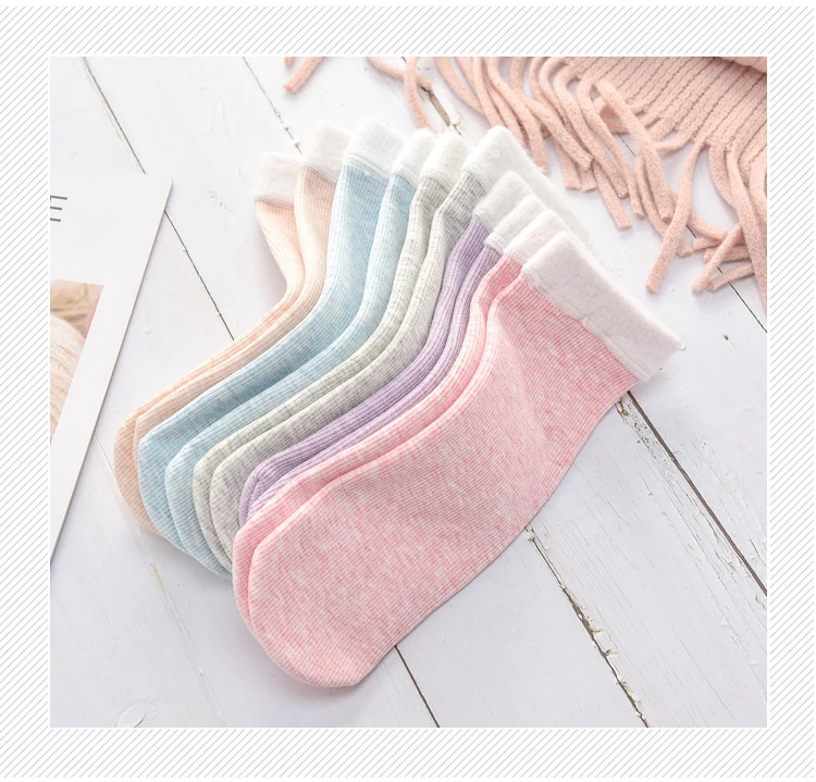 Socks Winter Warm Women Colored Cotton Plus Velvet Thickening Socks Breathable And Sweat-absorbing Fashion Mid Sock