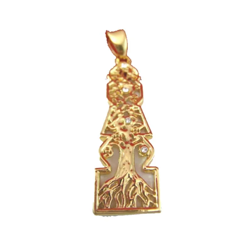 Фэн-шуй элемент пагода с деревом жизни Золотой металлический латунный кулон