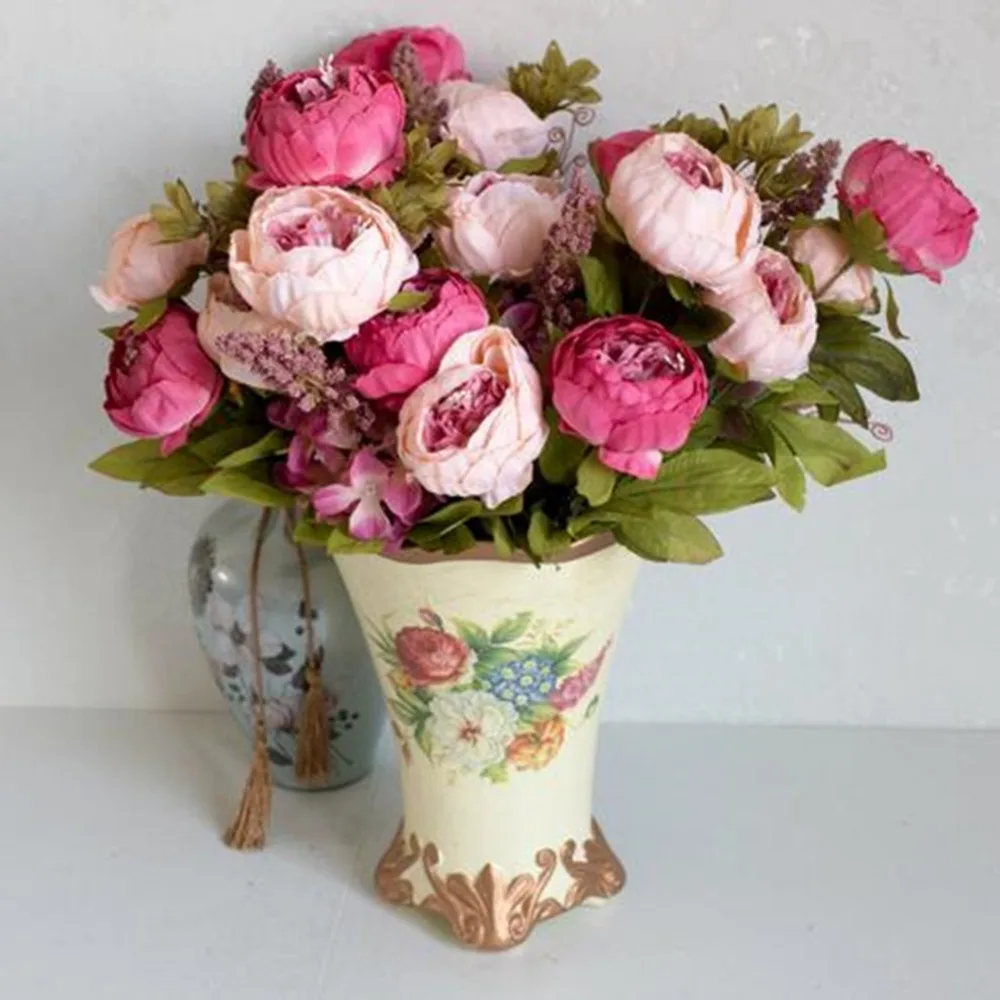1 Bouquet Artificial Flowers Silk flower European Fall Vivid Peony Fake