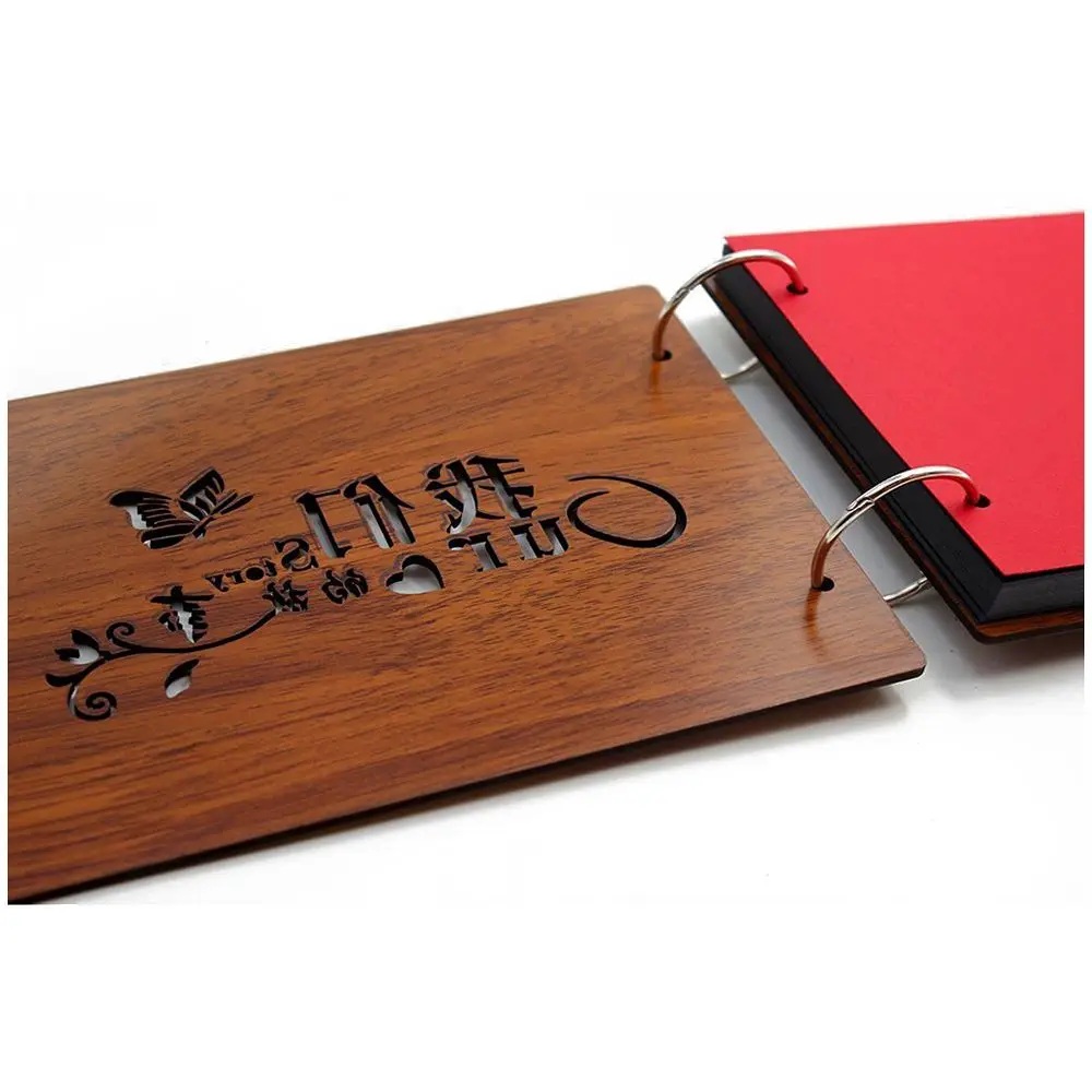 DIY Фотоальбом деревянная крышка Юбилей Скрап 8X6 дюймов самоклеящаяся книжка-картинка с черными страницами