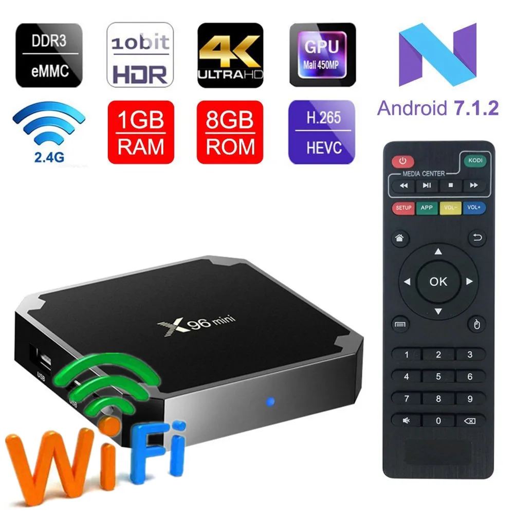 

X96 mini Android TV Box KD Player 17.4 Amlogic S905W Quad Core 2GB 16GB UHD H.265 2.4G WiFi 4K Media Player X96mini Set top Box
