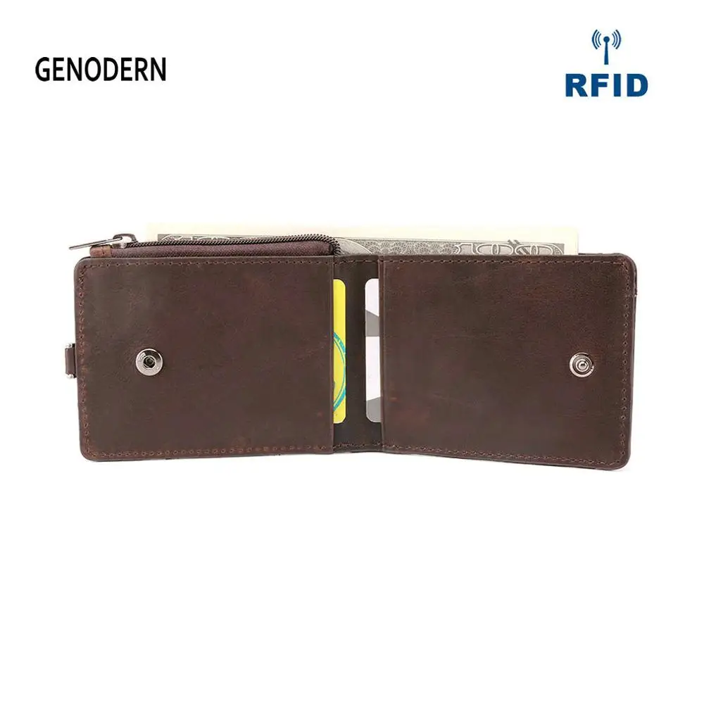 GENODERN RFID Crazy кожаный мини кошелек с держателем для карт маленький тонкий мужской