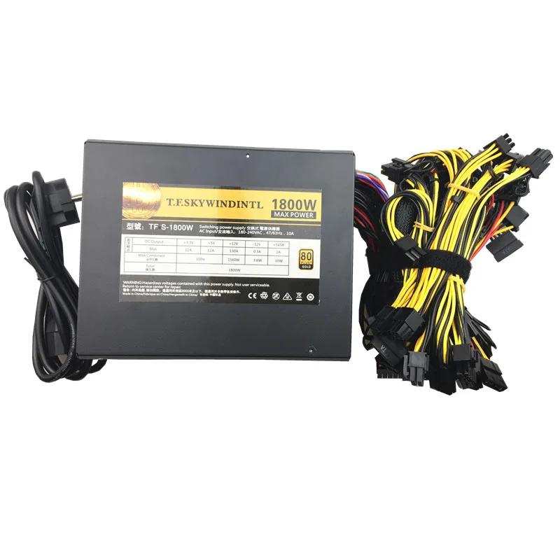 T.F.SKYWINDINTL 1800W Mining Power Supply For Ethereum Coin 1800W Power Switch PC Mining Machine 1800W ITX ATX PSU Bitcoin Miner