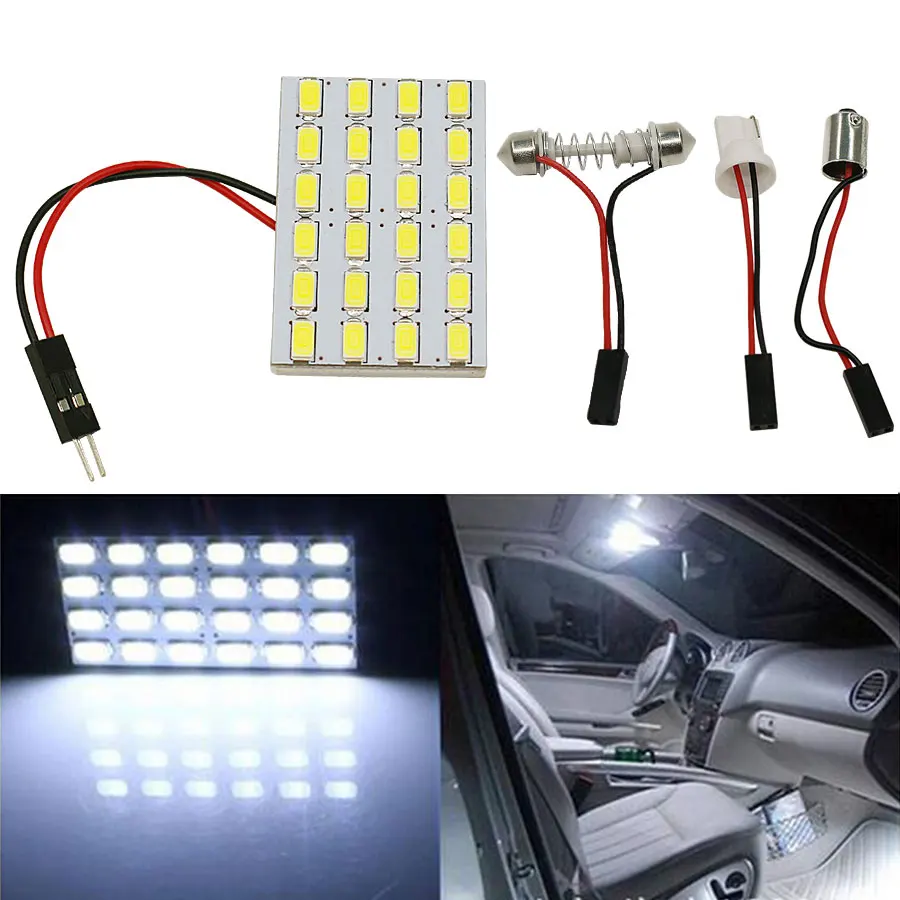 

1SET T10 24 LED 5730 SMD Light Panel Board Pure White Car Auto Interior Reading Dome Map Interior BA9S Festoon Lamp Bulb DC12V
