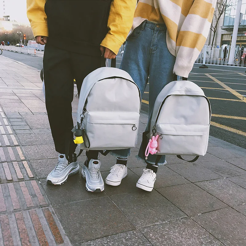 Menghuo Brand Canvas Men Women Backpack Rabbit Pendant College High Middle School Bags for Teenager Boy Girls Backpacks Mochila (66)