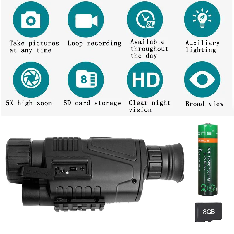 Goedkoop 5X40 Monoculaire Nachtzicht Infrarood Nachtzicht Camera Militaire Digitale Monoculaire Telescoop Night Jacht Navigatie Apparaat