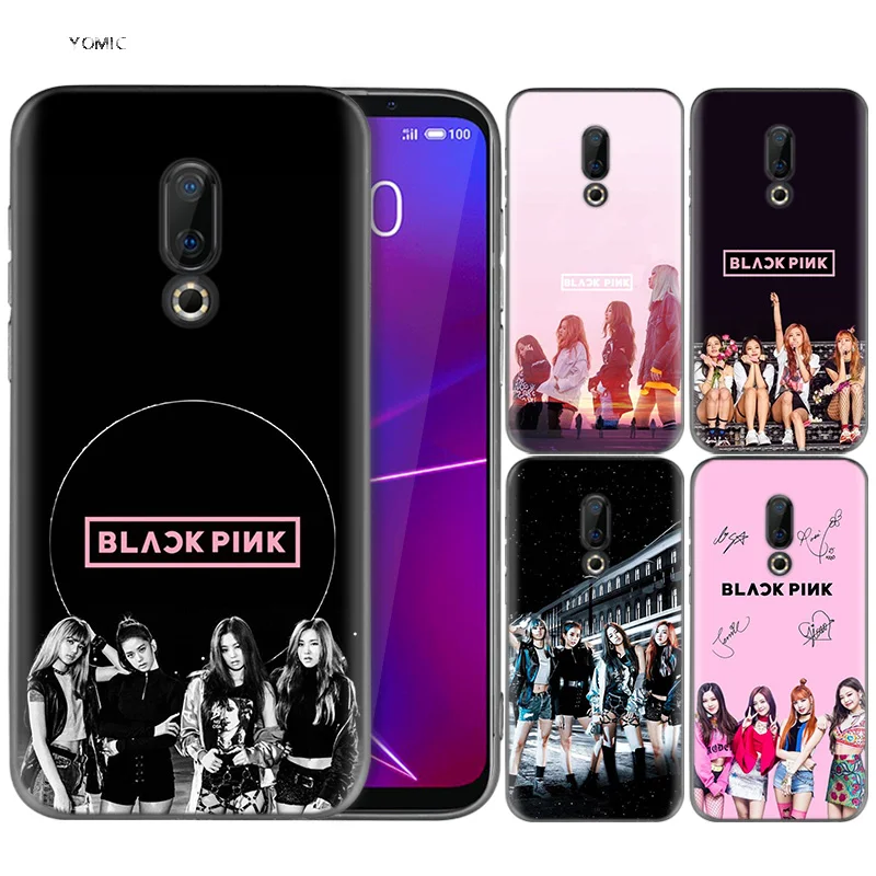 

Silicone Case for Meizu 16 16th M6T Black Dark Coque Shell Cell Phone Tpu Cover Dull Polish Blackpink Black Pink Kpop Girls