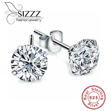 Kristall Zirkon Echt 925 Sterling Silber Ohrringe Kanal Zirkonia Silber Stud Ohrringe für Frauen Sterling Silber Schmuck