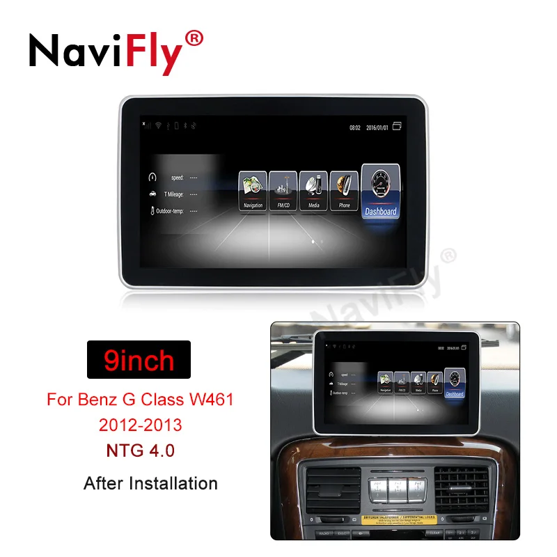 Perfect Navifly Android Quad core 9inch touch screen Car multimedia player for Benz G Class W461 2012-2015 with gps navigator BT 4G wifi 0