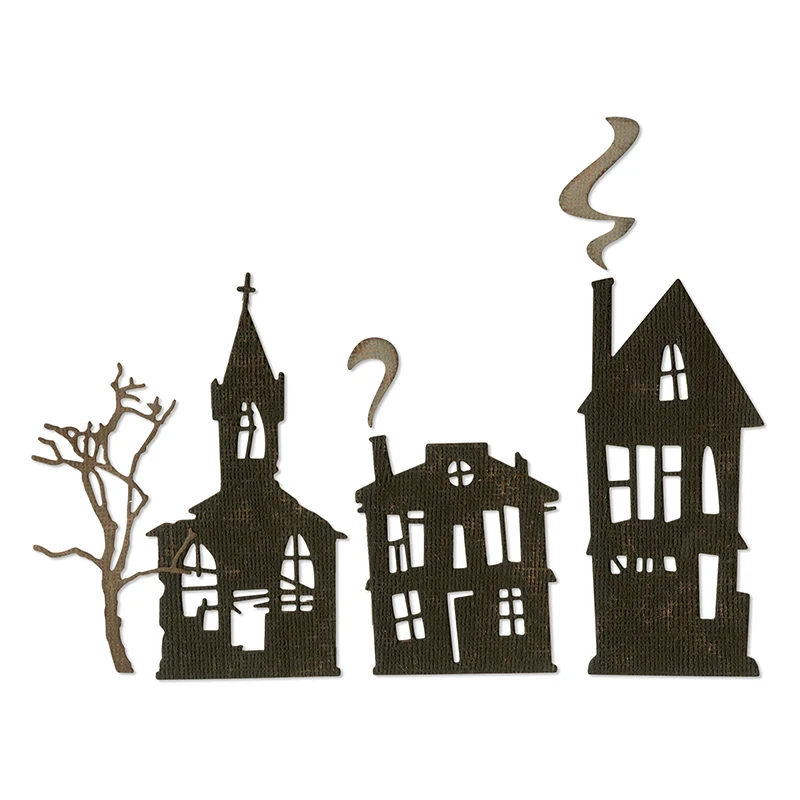 

2019 DIY New Layer Metal Cutting Dies and Scrapbooking For Paper Making Halloween Ghost Town Embossing Frame Card Dies Set