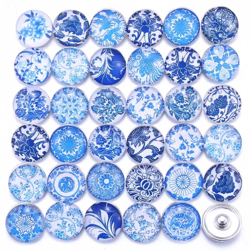 

10PCS/lot Mixed Pattern Glass 18mm Snap Buttons For Snap DIY Making Bracleets Bangles DIY Gift Fixed Mixed 7248