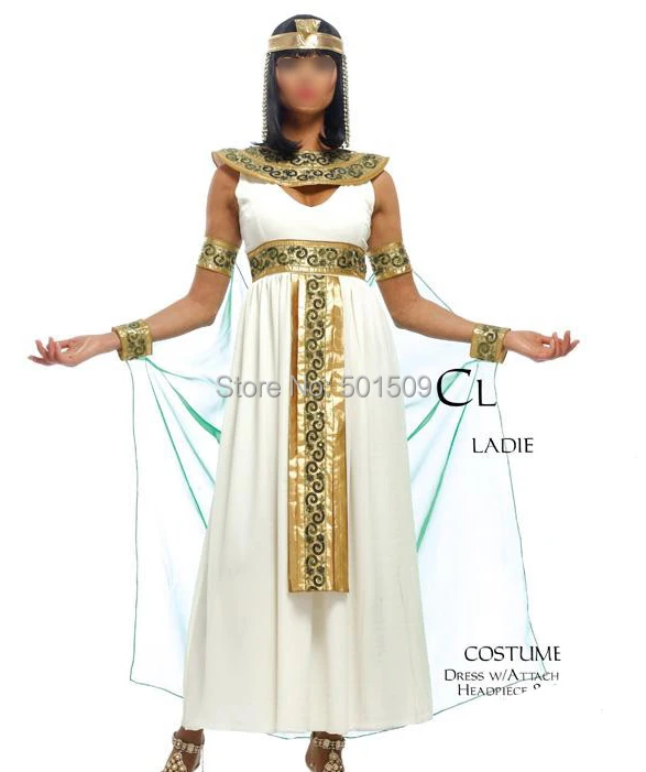 

Free shipping women ladies glitter sequins Egypt queen Cleopatra dress with headband decoration halloween costume