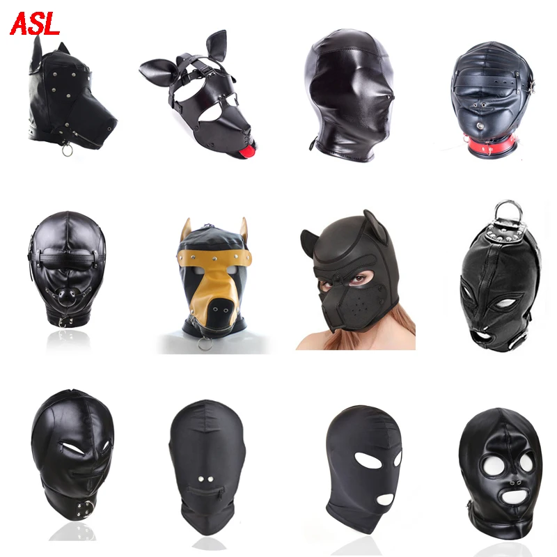 Locks Leather Padded Mask Head Hood Sensory Deprivation Mask Restraint Gear