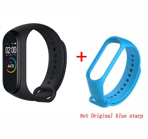 Xiaomi mi Band 4 Smart mi band 3 Цвета экран браслет пульсометр фитнес музыка Bluetooth 50 м водонепроницаемый бандаж 4 - Цвет: add skyblue strap