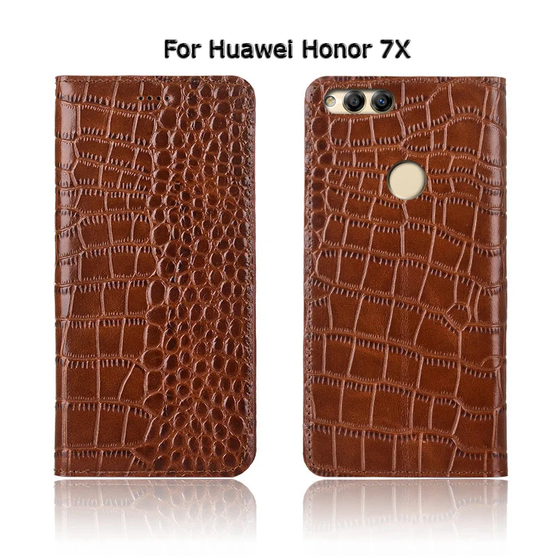 Крокодиловая текстура чехол для телефона чехол для huawei Honor 6X 7X 8X Max 8C 8A 9X Pro из натуральной воловьей кожи флип-чехол для телефона сумка