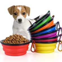 Силиконовая складная Миска Для Кормления Собаки контейнер для корма для собаки водное блюдо для кошки портативная кормушка для щенка для путешествий миски-9 цветов