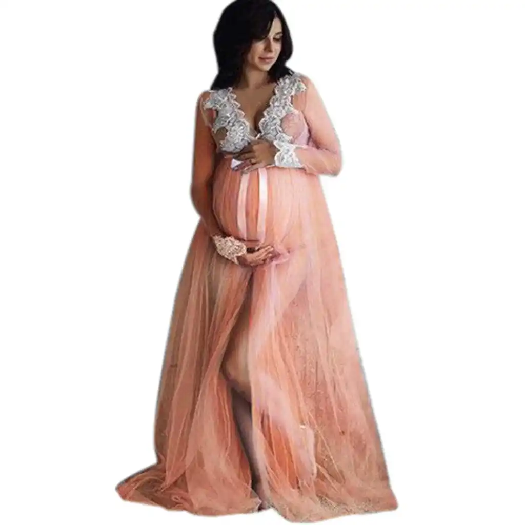 pink lace maternity maxi dress