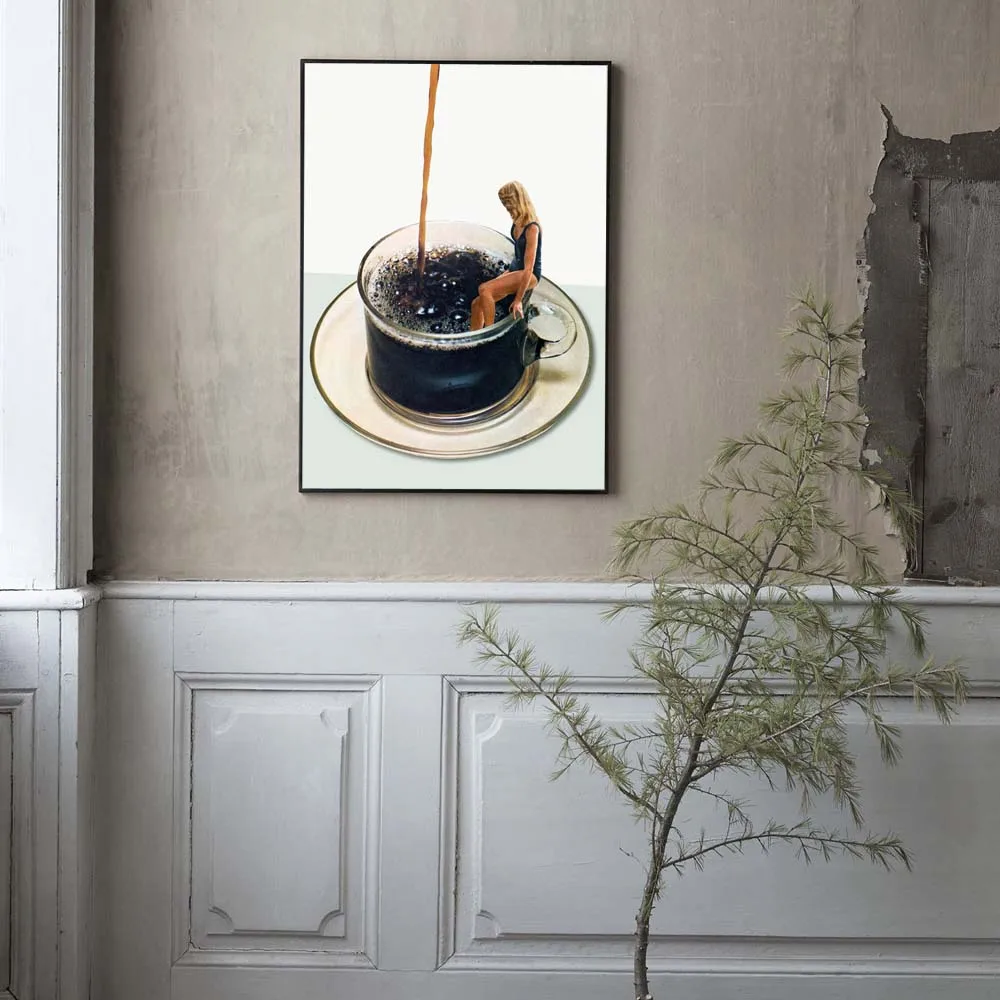 Абстрактный Женский плакат, черные кофейные постеры и принты, Современная Картина на холсте, настенные картины для декора гостиной для дома