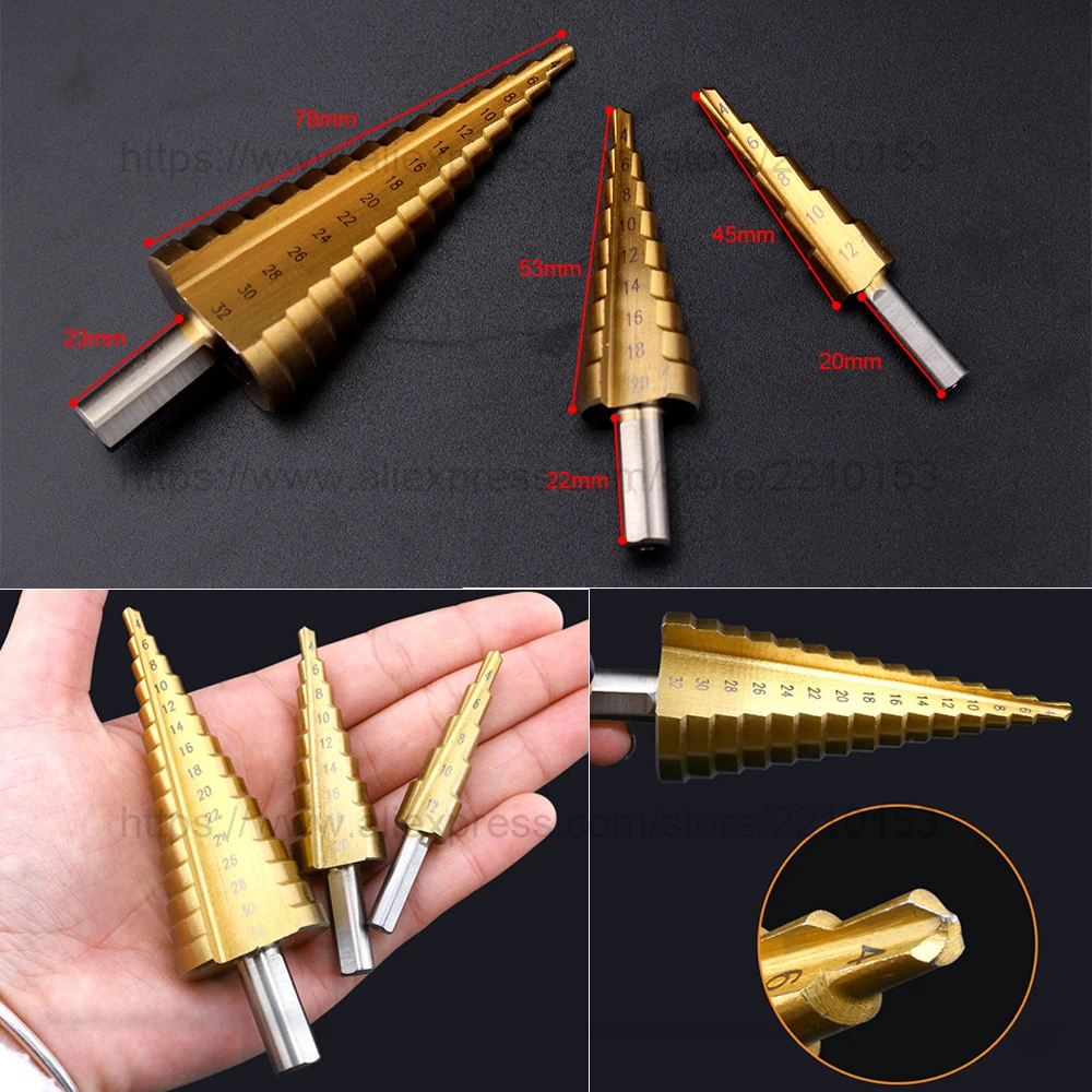 Triangle Shank Straight flute 4-12/20/4-32mm High Speed Steel Step Cone Taper Drill Bit Metal Plastic Hole Sharpening Reamer Triangle Shank Straight flute 4-12/20/4-32mm High Speed Steel Step Cone Taper Drill Bit Metal Plastic Hole Sharpening Reamer