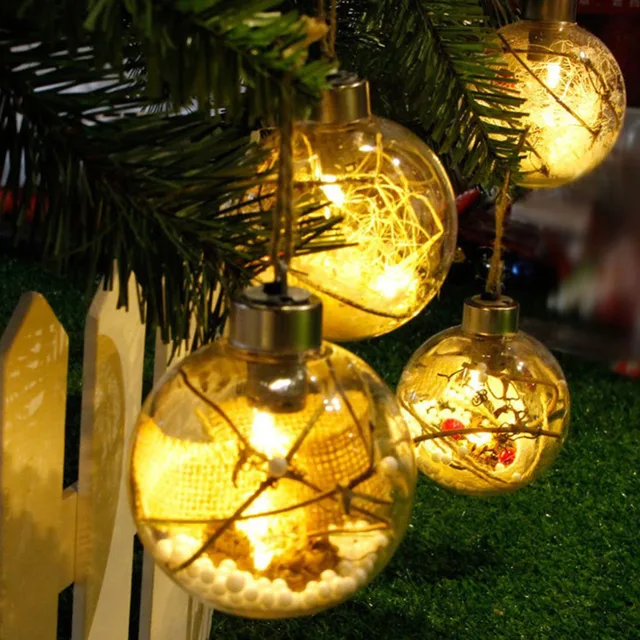 merry christmas tree led bulb light ball clear plastic ornament