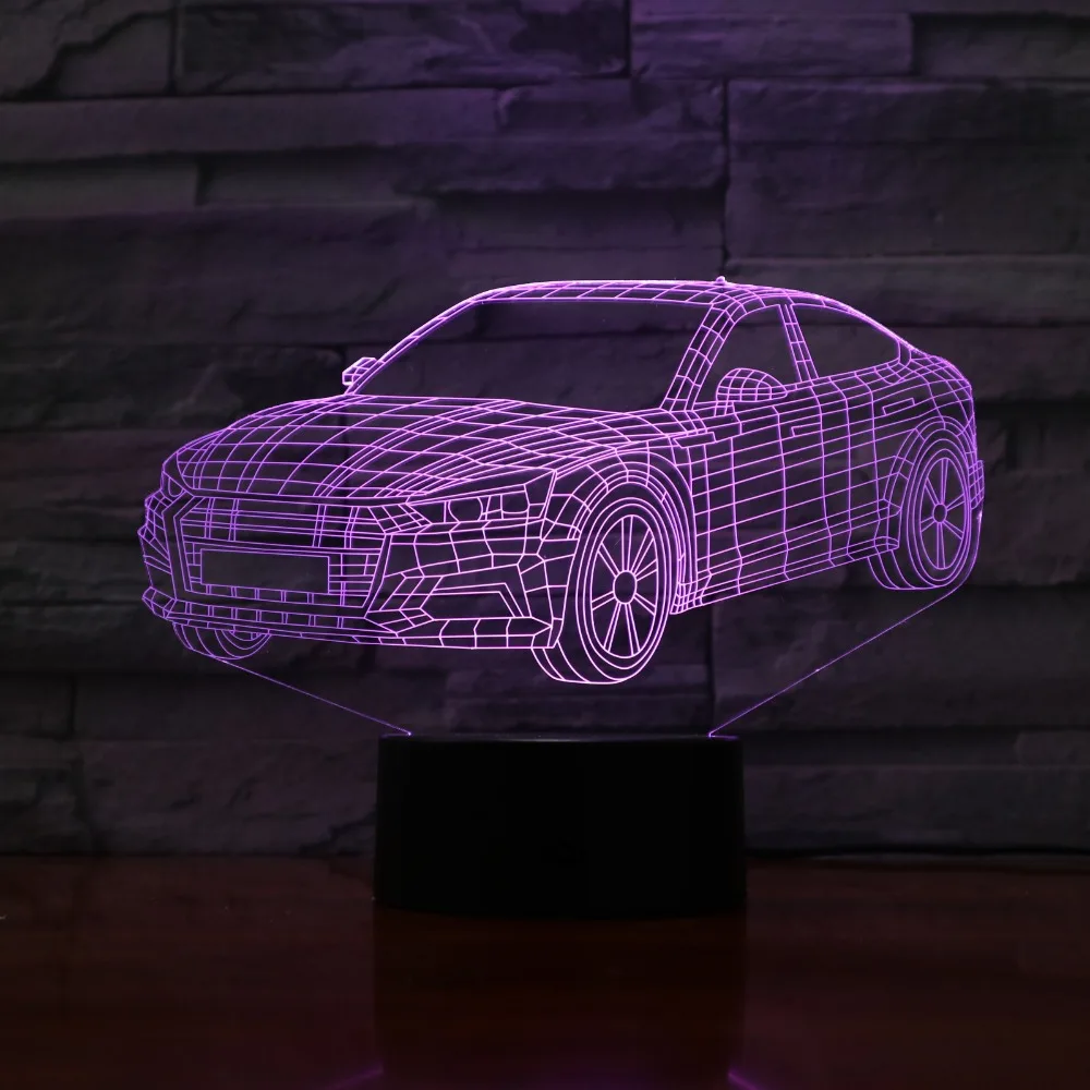 Авто Форма автомобиля 3D лампа 5 в USB 3AAA батарея светодиодный ночник акриловая детская лава лампа 7 цветов Настольная лампа с сенсорным управлением быстрая прямая