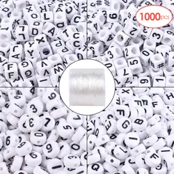 1000 шт 4 стиля DIY акриловая буква алфавита и бусины цифры для изготовления ювелирных изделий Браслеты с 50 м шнура