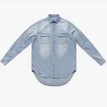 Супер модные новые мужские джинсы рубашки с длинными рукавами джинсовые свободные мужские рубашки хип хоп swag повседневные отвлекающие рубашки Размер s/M/L/XXL