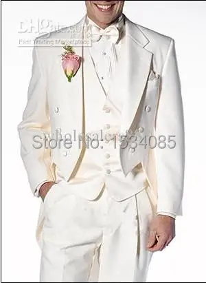 The new style Ivory Groom Tuxedos Notch Lapel Groomsmen Men Wedding Suits gentleman suit(Jacket+Pants+Tie+Vest)NO324 | Мужская одежда