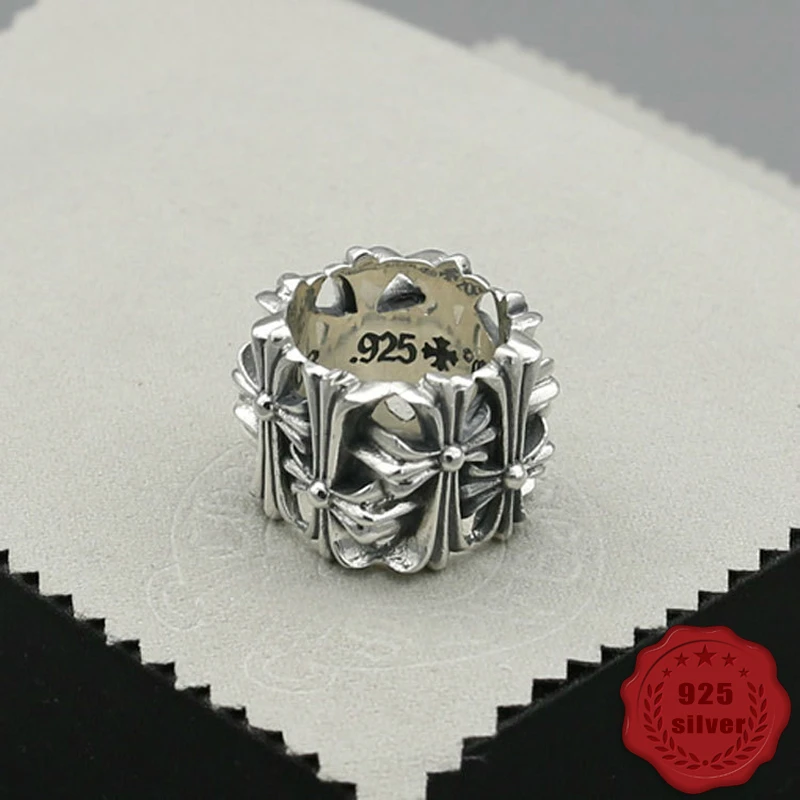 

100% 925 sterling silver hip hop tombstone cross ring creative personality punk rock street dance style exquisite 2018 new hot