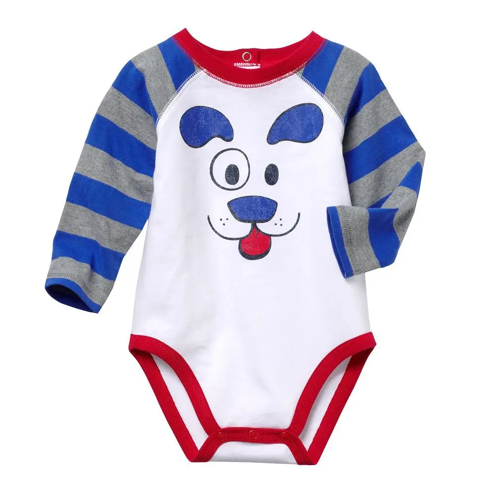 

Baby Bodysuit 2018 New Design Cute Striped Longsleeve Infant Bodysuits Cartoon Dog Printed Newborn Baby Clothes Overalls