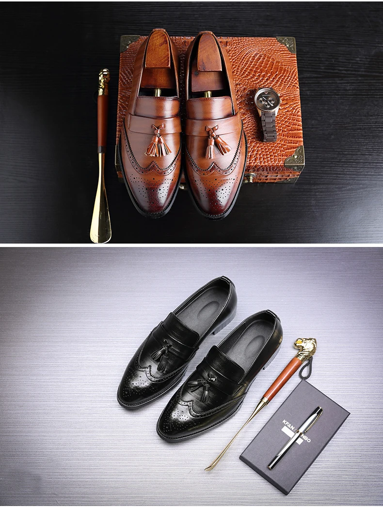 Mens Casual Shoes' Moccasins Men Shoes Formal Brown Slip-on Men Loafer Shoes High Quality Cow Leather Wedding Dress Shoe Size 48 (5)
