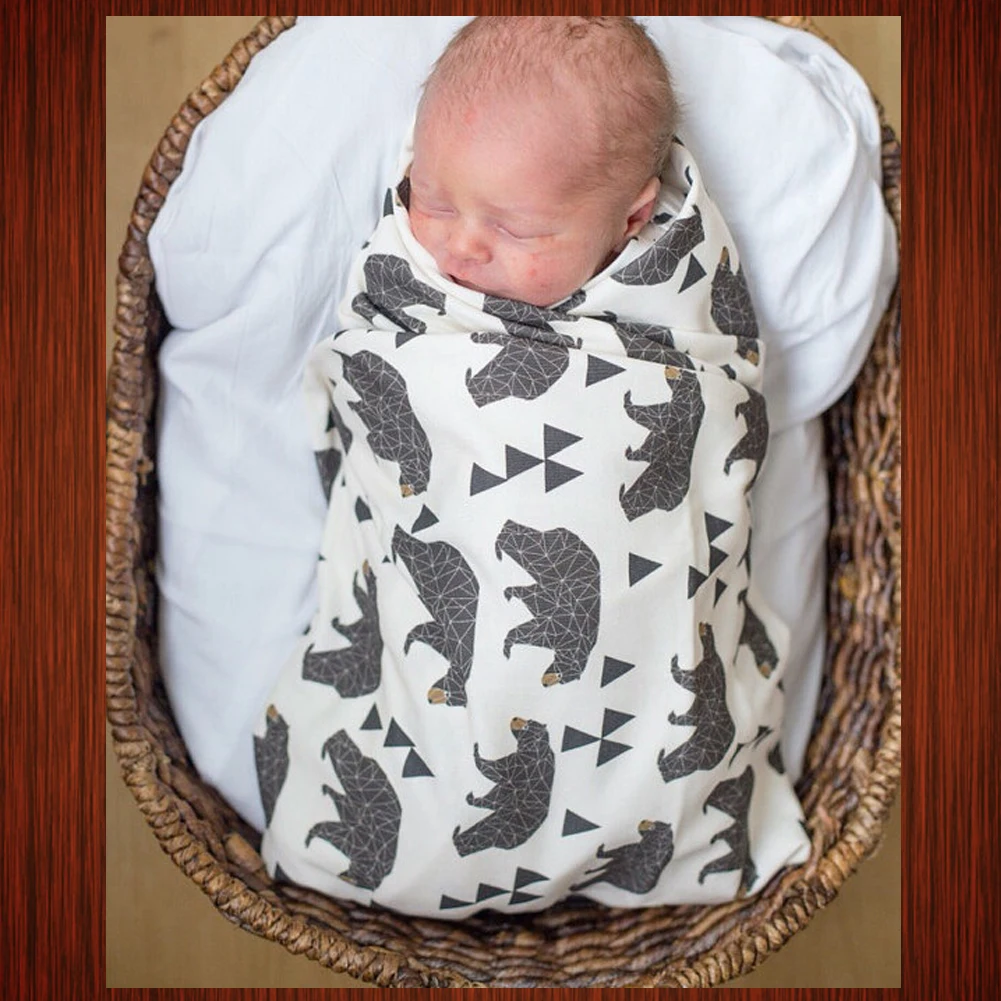 

New Aden Muslin Baby Blanket Infant Soft Cotton Floral Swaddle Children Animal Bear Print Bath Towel