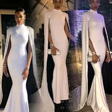 Белое выпускное платье с накидкой с высоким воротом, Саудовская Арабский официальный вечерний наряд vestidos de fiesta jurken abendkleider