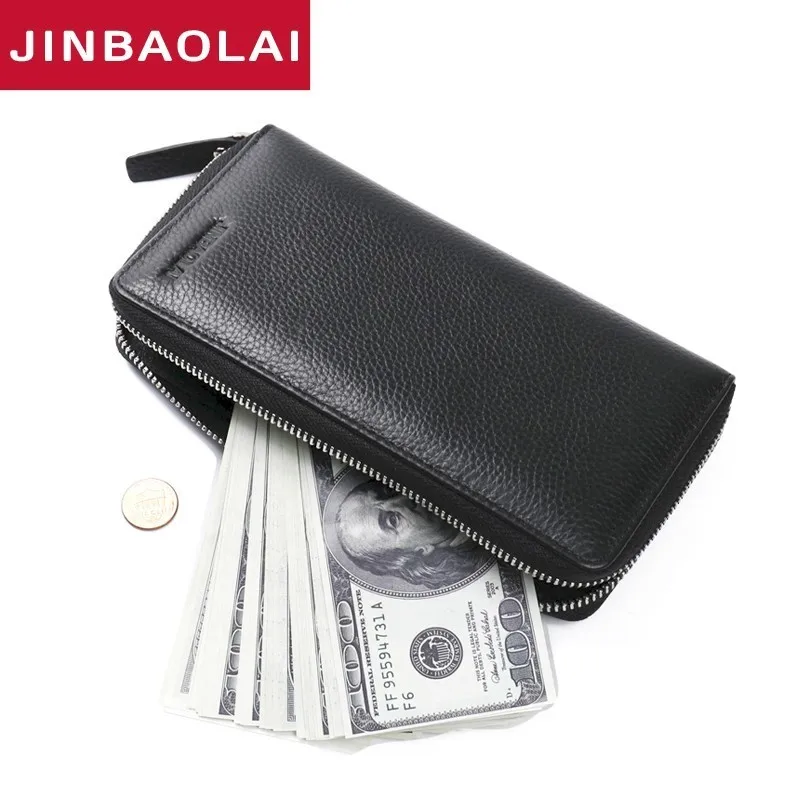 

Top Quality Leather Long Wallet Men Pruse Male Clutch Zipper Around Wallets Men Women Money Bag Pocket Mltifunction Dollar Price