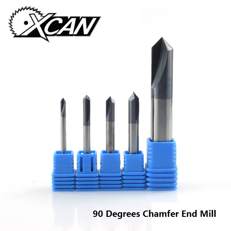 

XCAN 1pc 90 Degrees Chamfer End Mill 2-12mm 2 Flute Chamfer Cutter Chamfer Router Bit Carbide End Mill